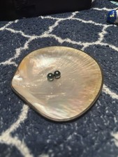 Vintage C1950s Iridescent Mother Of Pearl Footed Seashell Caviar Dish picture
