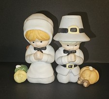 Enesco Country Cousins 1991 Pilgrim Boy & Girl FigurineSet  Regi Katie Scooter R picture