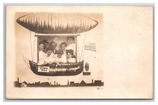 RPPC ~ Paola KS ~ Arcade Prop Hot air Balloon /dirigible over main street picture