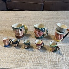 Vintage Landcaster Sandland Character Ware Face Shot Glasses Lot Of 8 England picture