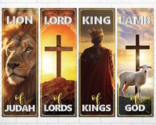 4Pcs Church Banners for Sanctuary Wall Worship Christian Banners Hanging Backdro picture