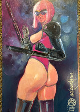 Mark Beachum Penthouse Comix SciFi BACKLASH Original Art Color Painting Pinup picture