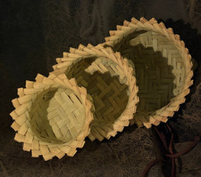 3 PC HAND-WOVEN NESTING BASKETS-PALM FRONDS-NEW picture