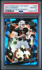 2023 PANINI NATIONAL VIP GOLD PROSPECTS BLUE SPARKLE ARCH MANNING 66/149 PSA 10 picture