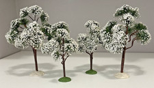 VTG Lemax Alpine Christmas Village Flocked Jack Pine Landscape Trees Lot of 4 picture
