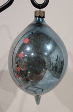Rare HTF Vintage Heim Glass Hand Painted Ornament Dark Blue picture