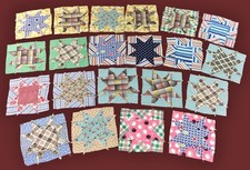 21 vtg 30S 40S SAWTOOTH STAR PATCHWORK FEEDSACK FABRIC SCRAP QUILT TOP BLOCK LOT picture
