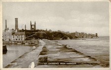 St Andrews Scotland From Harbour Cathedral Ruins RPPC Postcard picture