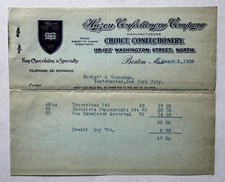 Vtg 1908 Billhead Boston MA Hazen Confectionary Oxford Chocolates embossed logo picture