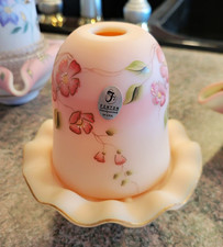 Vintage Fenton Burmese Glass Hand-Painted Fairy Lamp / Candle Holder picture