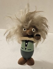 Vtg  Wooden Wood Figure Man Smoking Pipe  Wild Hair 5