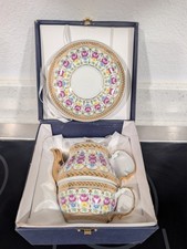 RARE VINTAGE NEW Sorelle Porcelain Tea For One +SAUCER Set Floral PARISIAN PARIS picture
