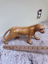 Vintage Hand Carved Wooden Panther / Big Cat Figurine Sculpture – Folk Art picture