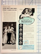 1940s Keepsake Diamond Ring Ad & Square Dance Article Magazine Page picture