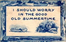 “I Should Worry” Comic Postcard 1914 PA Postmark Bernice Message Gravure picture