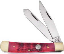Frost Cutlery Big Game Trapper Dark Red Bone Folding Stainless Knife 14312DRPB picture