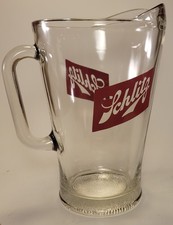 Vintage 9” Tall SCHLITZ BEER PITCHER Glass Milwaukee Famous Wisconsin picture