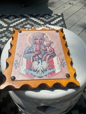 Vintage Black Madonna & Child Of Czestochowa Wall Wood Plaque picture