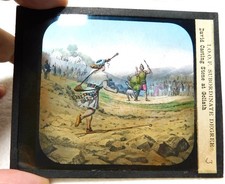 Antique Odd Fellows Magic Lantern Glass Slide/ David Casting Stone at Goliath picture