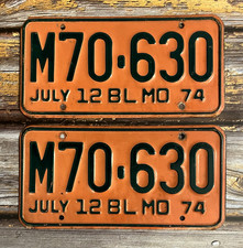1974 Missouri TRUCK License Plate Matched Pair / Set M70-630 picture