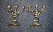 Vintage Pair Of Triple Arm Miniature Candelabras, Hong Kong, 5
