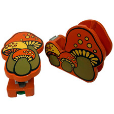 Vintage 70s Wooden Mushroom Tape Dispenser & Stapler Japan OMC Counterpoint picture