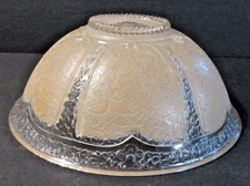 VINTAGE Art Deco Pale Pink Glass Ceiling Light Shade 3 Hole Floral Paneled 1930s picture