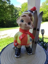 vintage 1970s ceramic atlantic mold smiley boy with skis picture