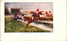 Vintage Postcard 1907 Horse Racing Steeplechase The Hunt Sporting Scene picture