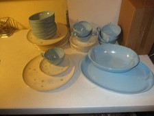 VTG Full Set- 34  MCM Atomic Blue &Starburst Era Lenox Ware Melamine Dinnerware picture
