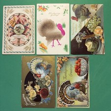 Antique Thanksgiving Postcards Lot 5 Embossed Turkey Germany Fruit Harvest picture