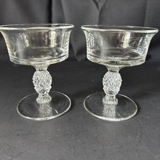 Set 2 VTG Heisey Plantation Pineapple Glasses Champagne Coupe Fruit Sherbet MCM picture