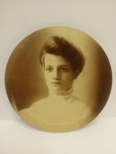 Antique Vintage Tintype Photo Button Young Woman Columbia Photo Company 6 inches picture