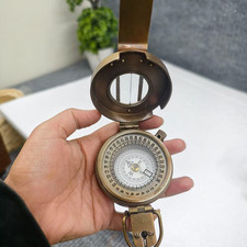 Vintage Brass Antique British Military Prismatic Pocket Compass Marine Solid Gif picture