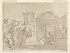 Fortunato Duranti 1820s Vintage Classical Architecture Figures Glossy Photo Repr picture