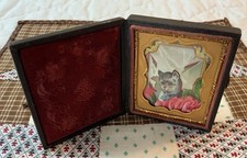 Antique Victorian Trade Card Ephemera Framed, Full Union Case, Kitty Cat picture