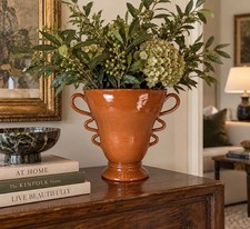 Global Views Italy Large Orange Modern Vase Two Handles picture