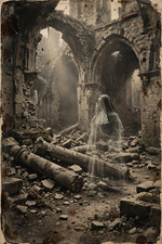 Figure in Ruined Abbey Vintage Photo High Quality Fridge Magnet Metal 3x4 1345A picture