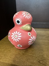HDA UXMAL Ceramic  Duck Pink Art Pottery Hand Painted Sculpture Vintage Mexico picture