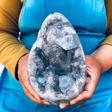4.57LB Natural Blue Celestite Geode Quartz Crystal Mineral Specimen Healing picture