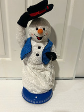 Vintage 2003 Gemmy Snowflake Spinning Snowman Animated Snow Miser-Semi work READ picture