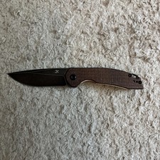 KANSEPT Mini Accipiter Front Flipper Knife Brown Micarta Handle(2.9