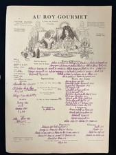 Au Roy Gourmet Paris French Restaurant Menu Recipe Sheet Place des Victoires 60s picture