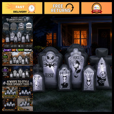 6.9FT Inflatable Halloween Tombstone Set - LED Graveyard Yard Decor, Outdoor Ind picture