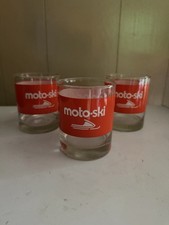 SET OF (3) VINTAGE 1970'S MOTO-SKI SNOWMOBILE DRINKING GLASSES/TUMBLERS picture