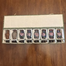 Vintage Cloisonné Process Vase Set Beijing 8 Mini Vases w Stands Original Box picture