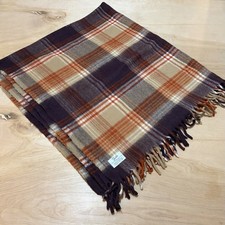 Vintage Faribo Throw Blanket Stadium Fringe Plaid Fall Orange Soft Faribault picture