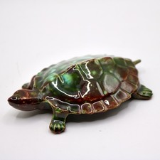 Vintage Ceramic Turtle Figurine Attrib  Blue Mountain Pottery Green Drip Glaze picture