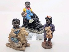Vtg Young's Inc African American Children Figurine Lot of 3 Resin Folk Art 1990s picture
