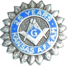 Sterling Silver Masonic Kansas 25 Year Service Pin - Bastian Brothers Vintage picture